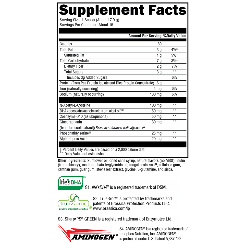BrainSustain™ for Kids Vanilla Delight Supplement Facts Label
