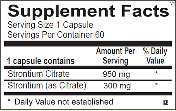 Strontium Supplement Facts Label