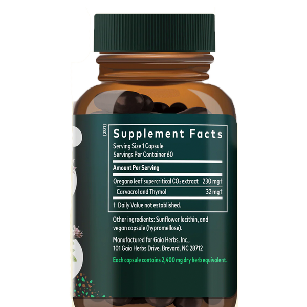 Oil Of Oregano Supplement Facts Label