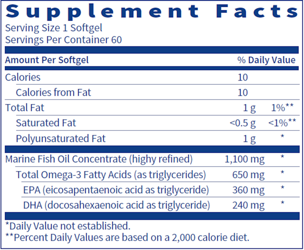 Eicosamax TG Liquid Supplement Facts Label