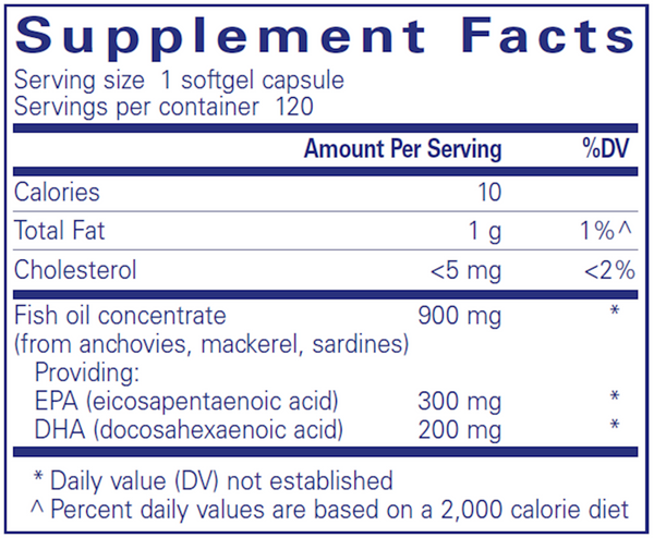 EPA/DHA with lemon Supplement Facts Label