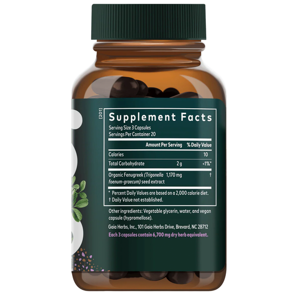 Fenugreek Seed Supplement Facts Label