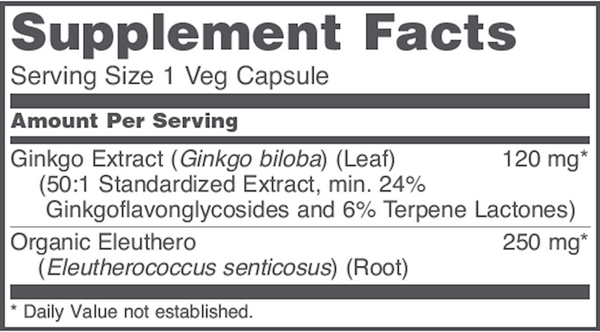 Ginkgo Biloba 120 mg Supplement Facts Label