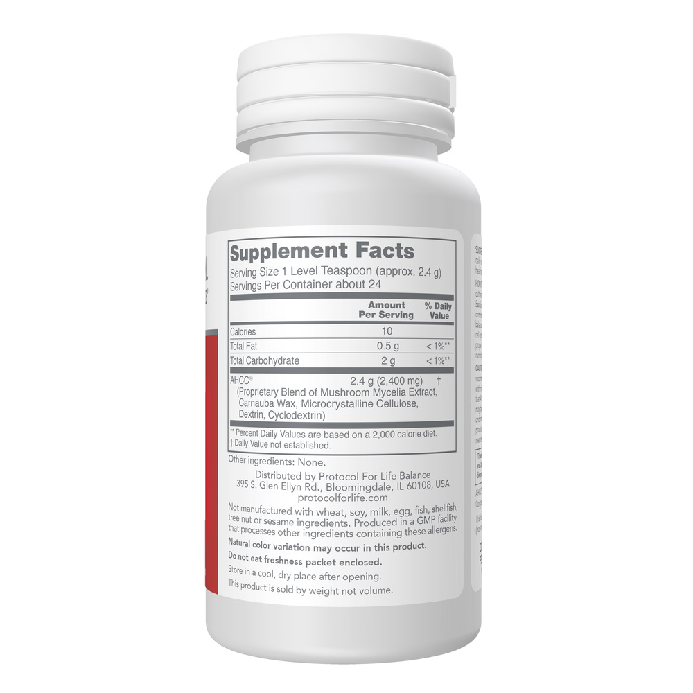 AHCC Powder Supplement Facts Label