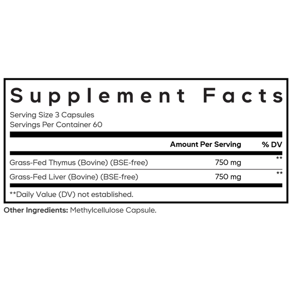 Beef Thymus Supplement Facts Label