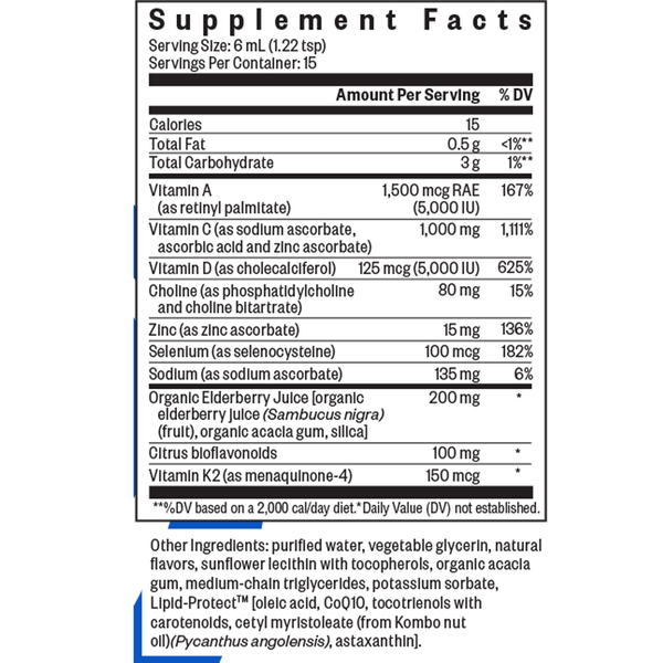 Immune Intensive Supplement Facts Label