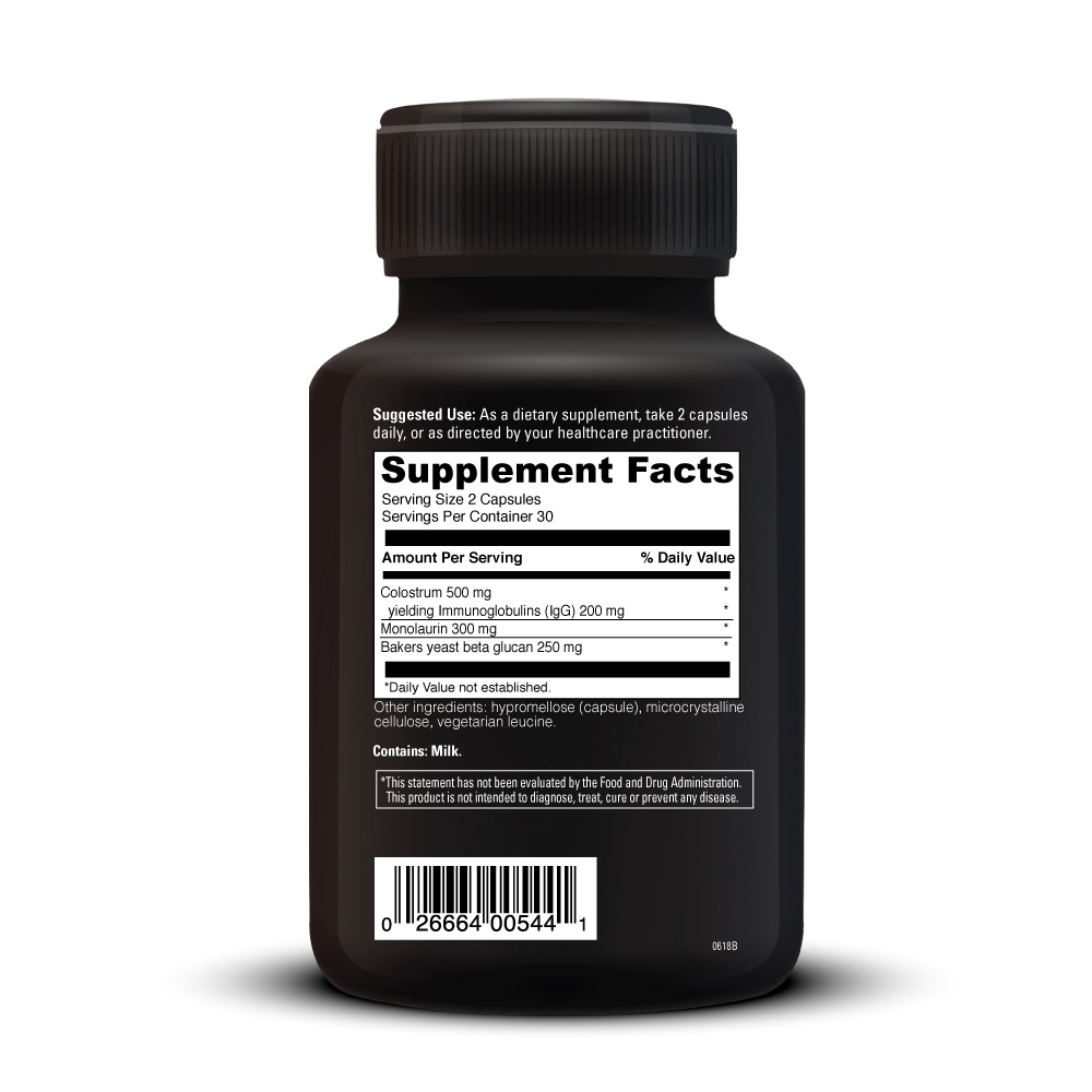 Immuno Benefits Supplement Facts Label