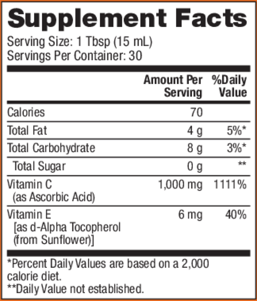 Vitamin C Emulsion Supplement Facts Label