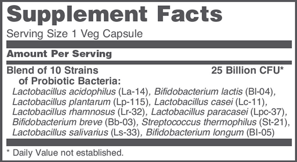 ProtoDophilus 10 25 Billion Supplement Facts Label