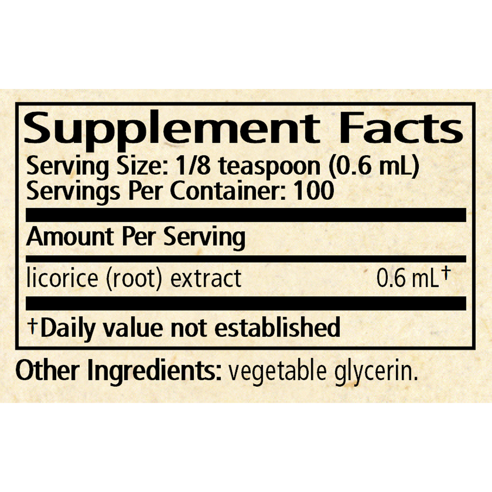 Licorice Solid Extract Supplement Facts Label
