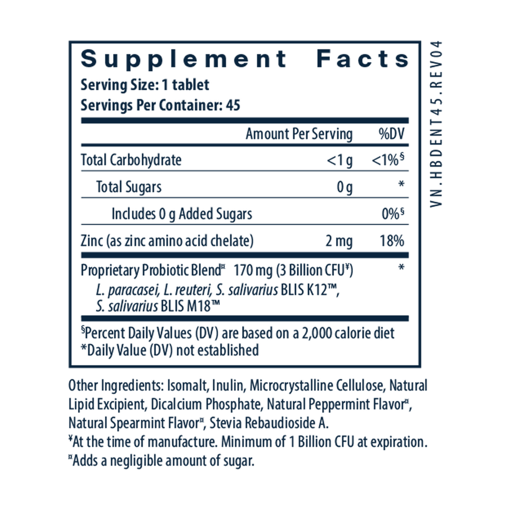 PRO-Dental Supplement Facts Label