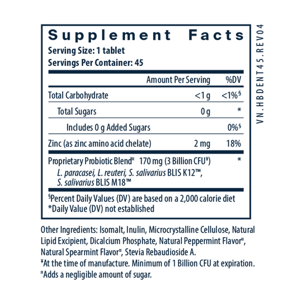 PRO-Dental Supplement Facts Label