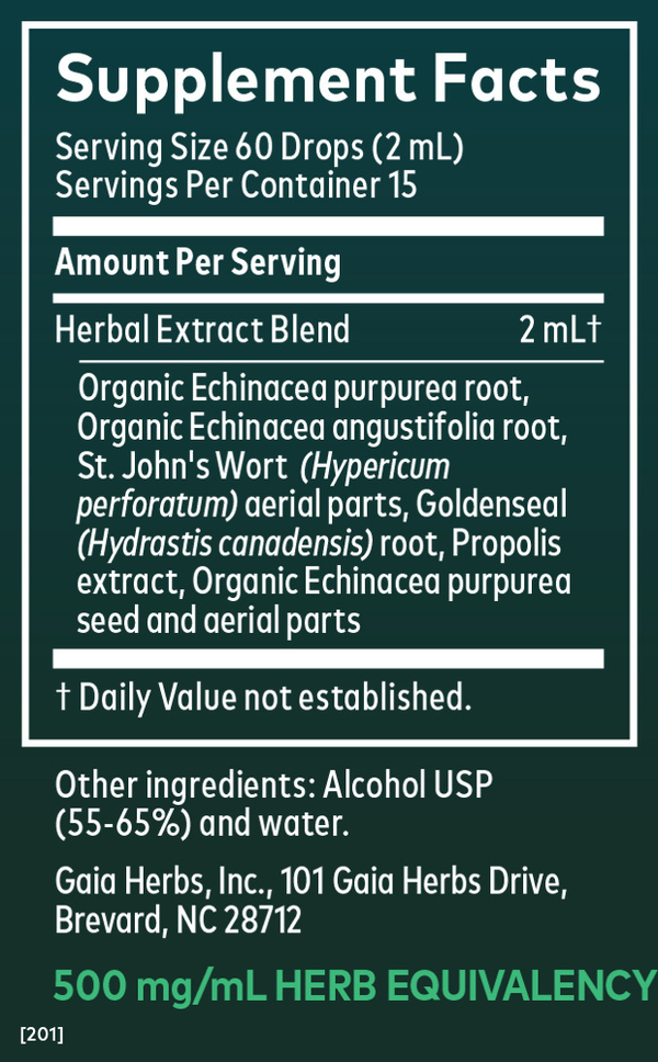 Echinacea Goldenseal Supreme Supplement Facts Label