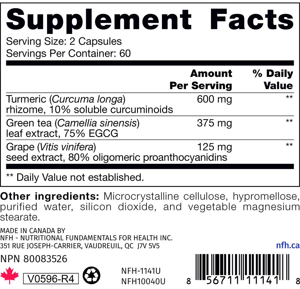 Anti-Ox SAP Supplement Facts Label