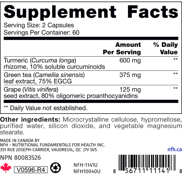 Anti-Ox SAP Supplement Facts Label