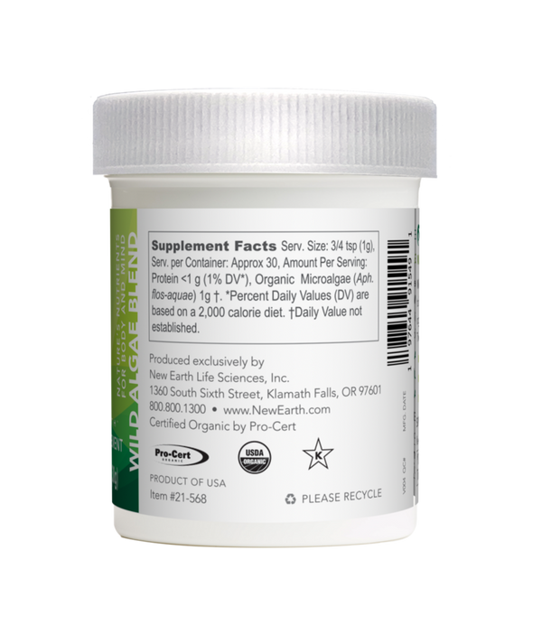 Wild Algae Blend Supplement Facts Label