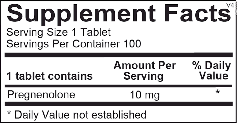 Pregnenolone Supplement Facts Label