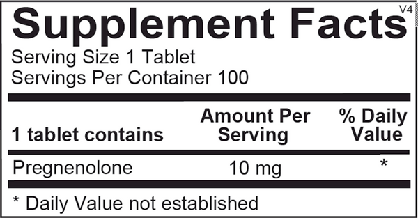 Pregnenolone Supplement Facts Label