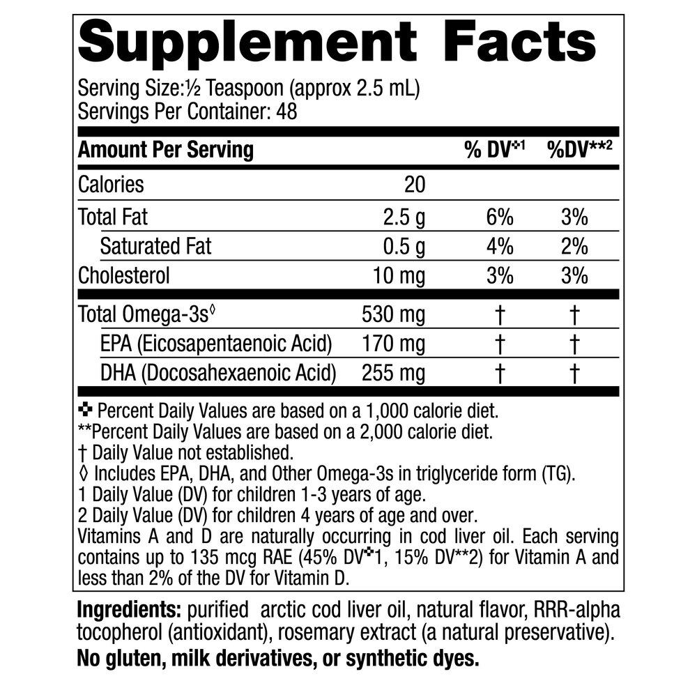 Children's DHA (Formerly DHA Jr. Strawberry) Liquid Supplement Facts Label