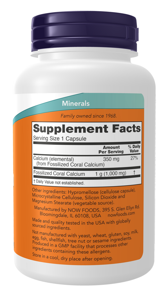 Coral Calcium 1000 mg Supplement Facts Label