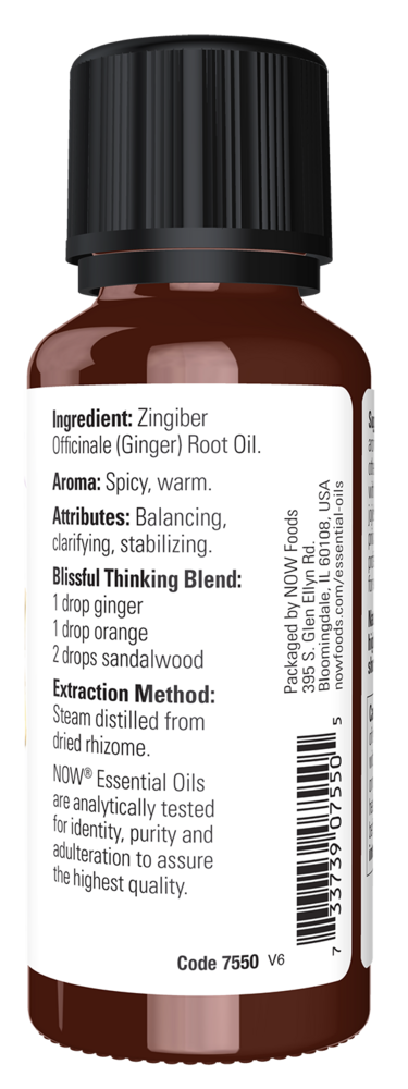 Ginger Oil Pure Supplement Facts Label