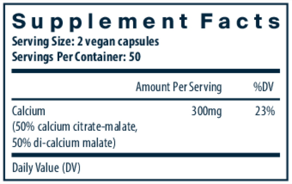 Calcium (Citrate/Malate) 150mg Supplement Facts Label