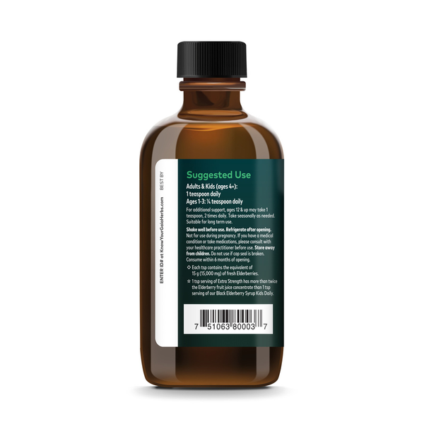 Black Elderberry Syrup Supplement Facts Label