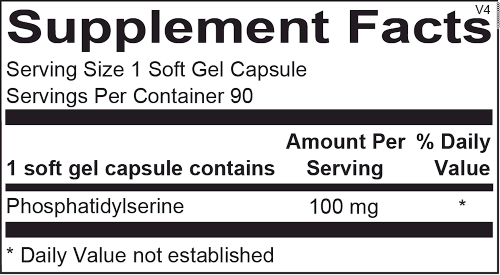 Phosphatidylserine Supplement Facts Label