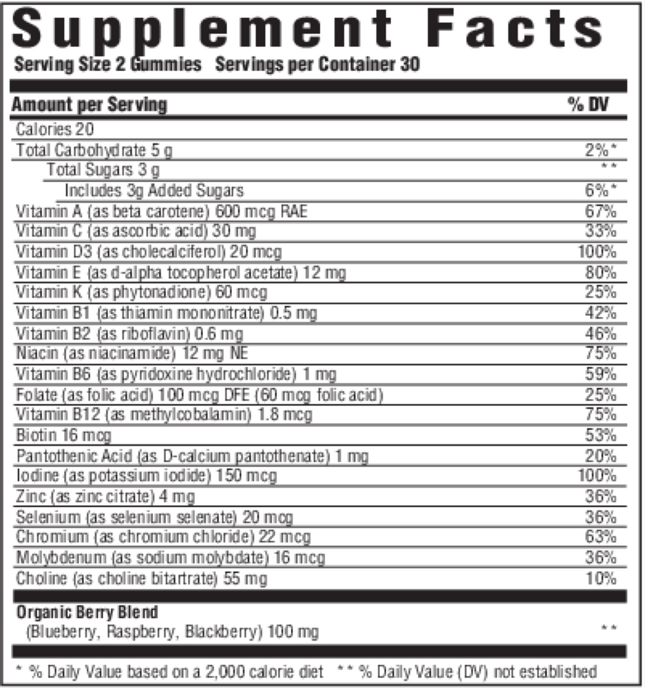 Gummies - Kids Multi Supplement Facts Label