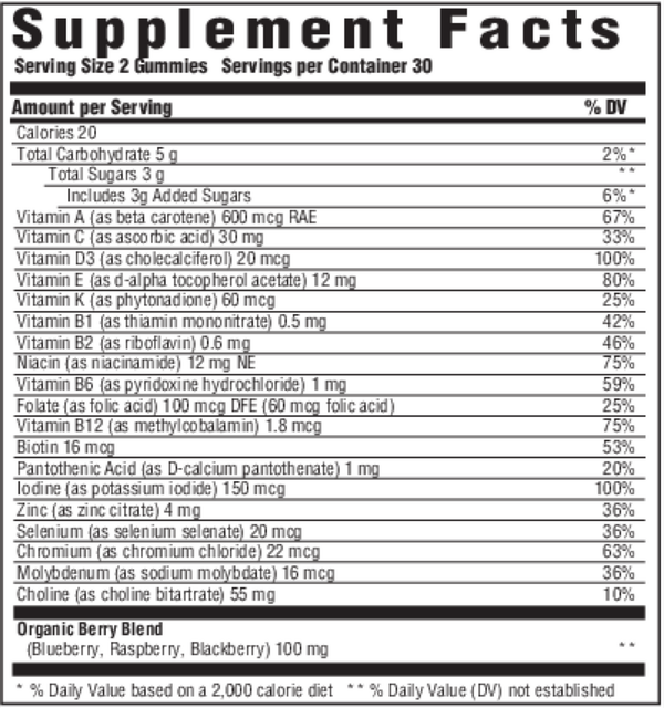 Gummies - Kids Multi Supplement Facts Label