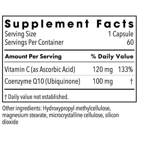 CoQ10 100 mg Supplement Facts Label