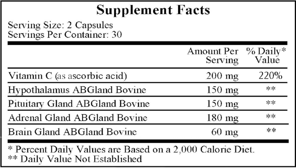 HRF-Thalamic Supplement Facts Label