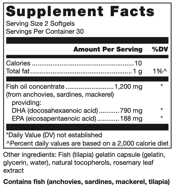 Klean DHA Supplement Facts Label