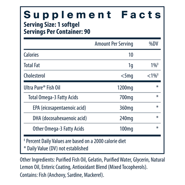 Ultra Pure Fish Oil 700 Enteric Supplement Facts Label