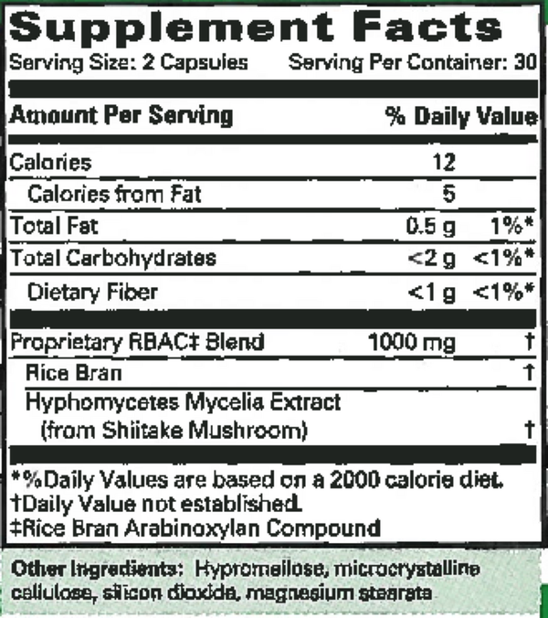BRM4 500 mg Supplement Facts Label