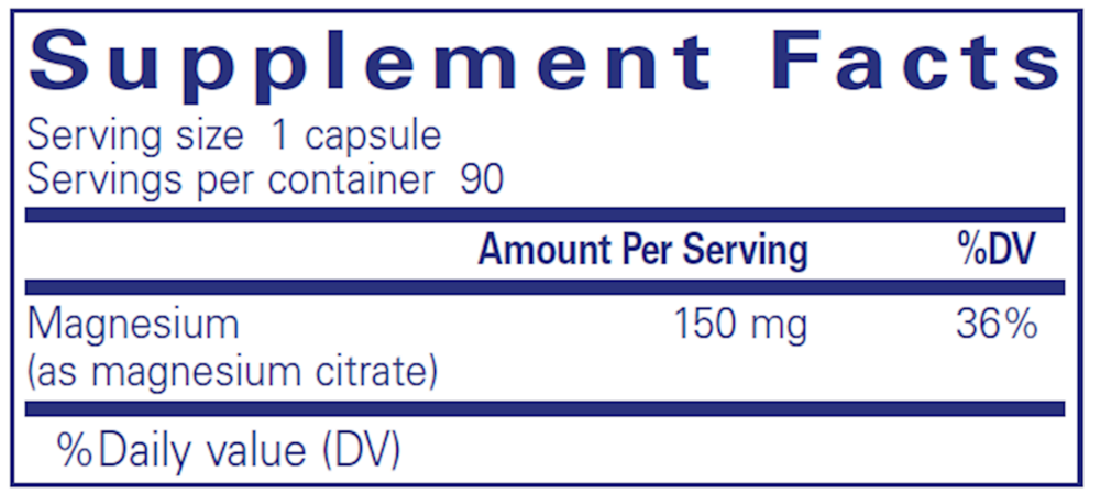 Magnesium (citrate) Supplement Facts Label