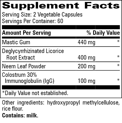 Gastro Pro Supplement Facts Label