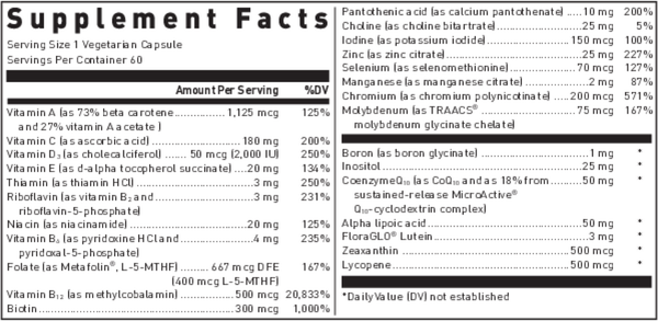 ULTRA PREVENTIVE® 1 DAILY Supplement Facts Label