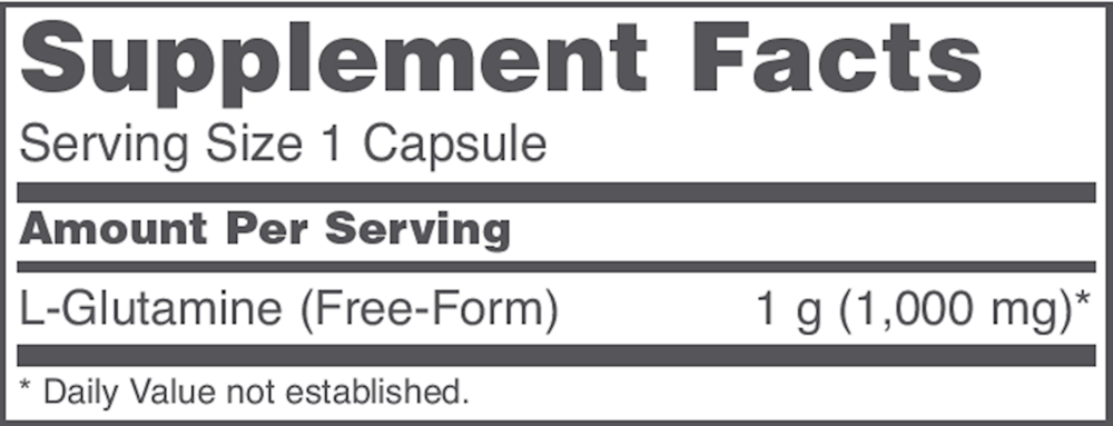 L-Glutamine 1000 mg Supplement Facts Label