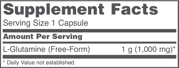 L-Glutamine 1000 mg Supplement Facts Label