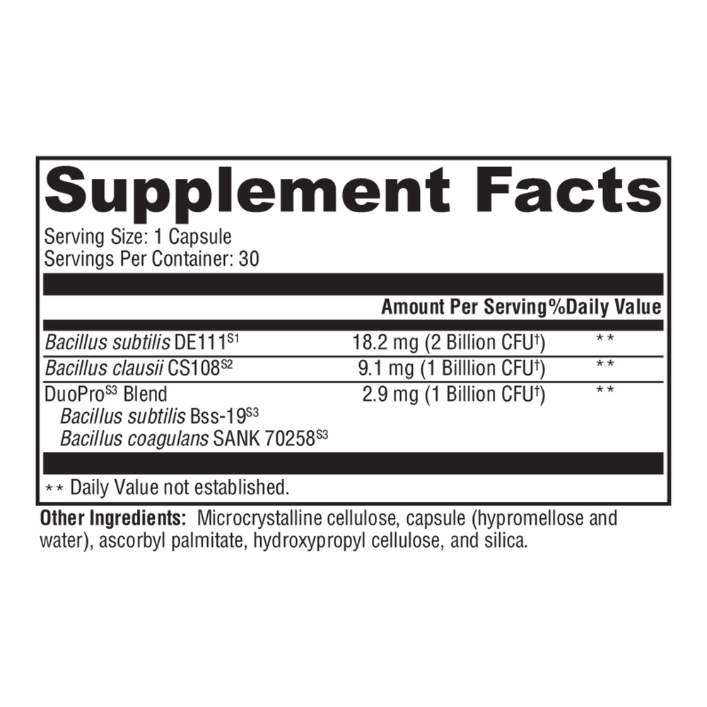 ProbioMax® Spore Supplement Facts Label
