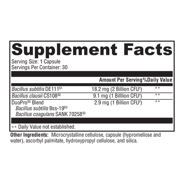 ProbioMax® Spore Supplement Facts Label