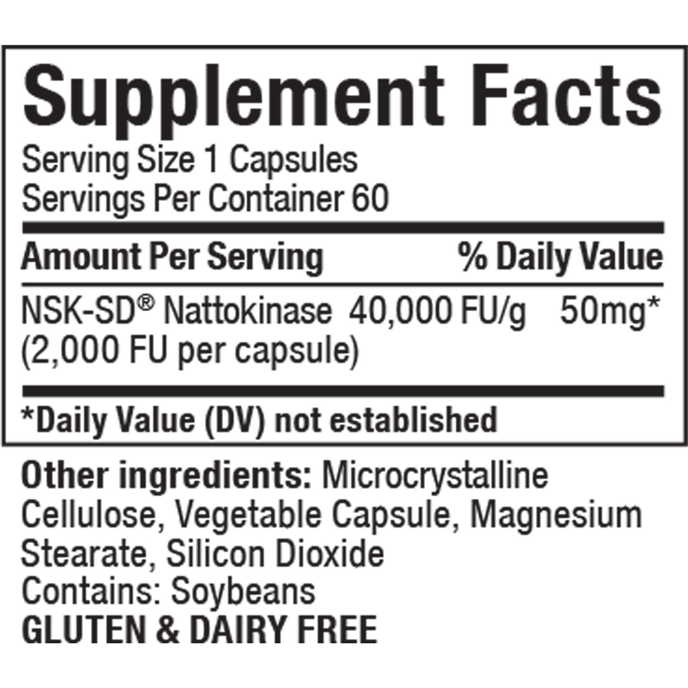 Nattokinase Supplement Facts Label
