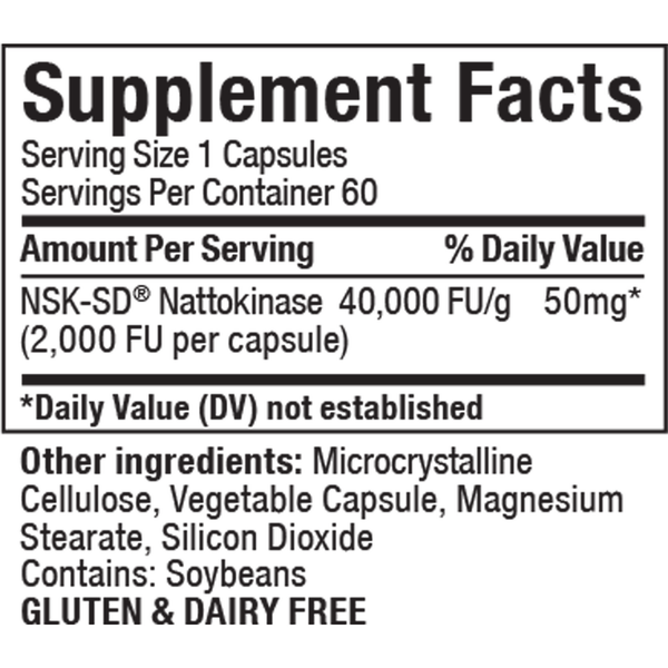 Nattokinase Supplement Facts Label