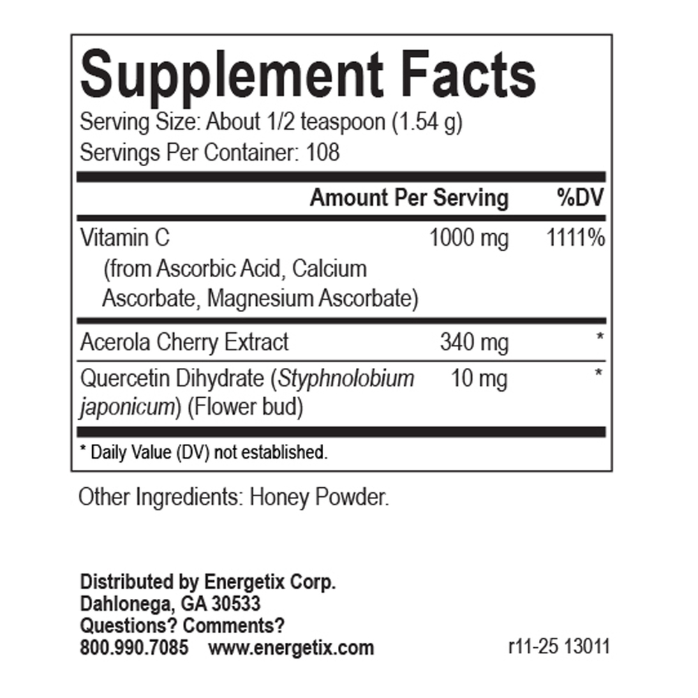 Alka-C Complex Supplement Facts Label
