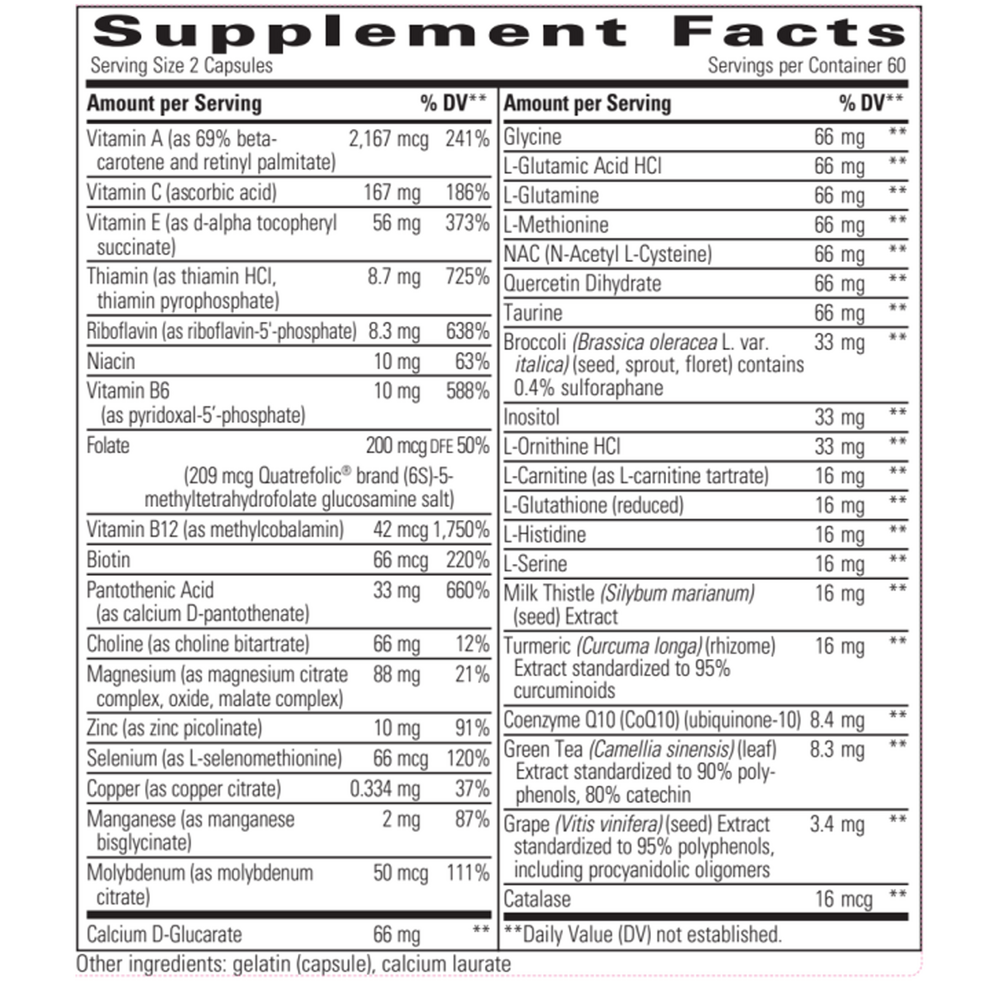 Detoxication Factors - Phase I & Phase II Liver Support Supplement Facts Label