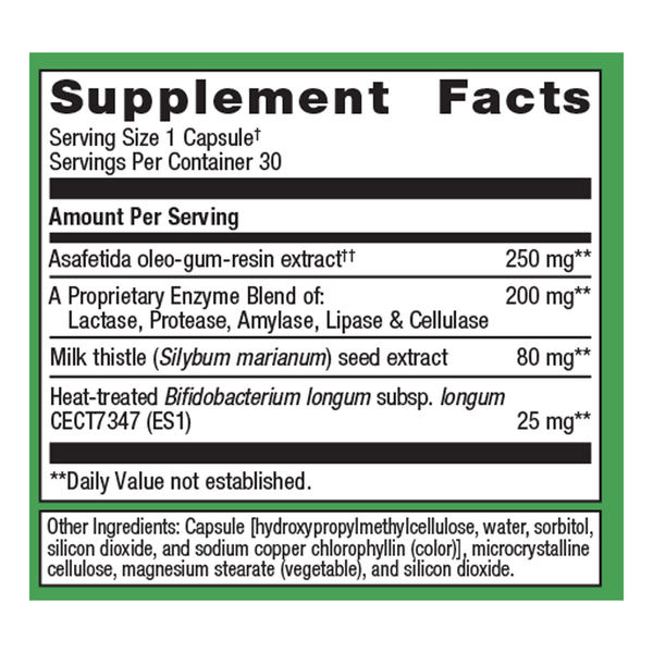UltraFlora Night Rest & Digest Postbiotic Supplement Facts Label