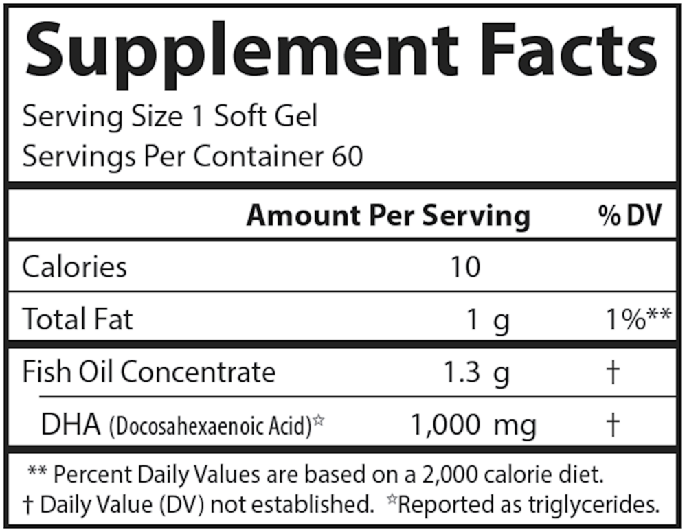 Elite DHA Gems Supplement Facts Label