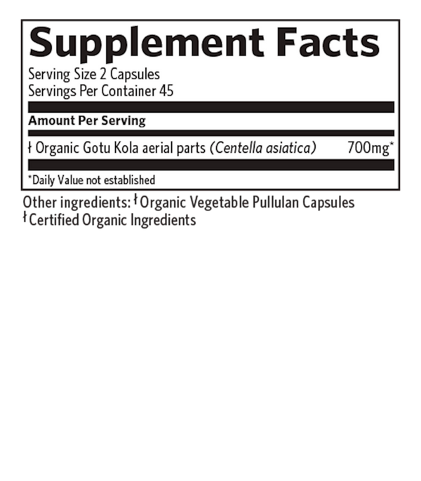 Gotu Kola Supplement Facts Label