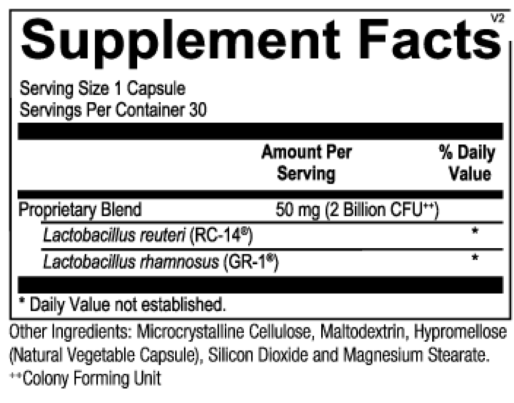Ortho Biotic® Women's Supplement Facts Label